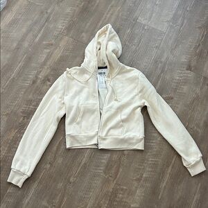 NWT Brandy Melville Off-White Zip-Up Christy Hoodie